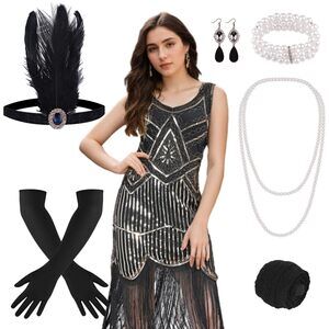 3175 1920s Flapper Dresses For Women, Fringed Sequin Great